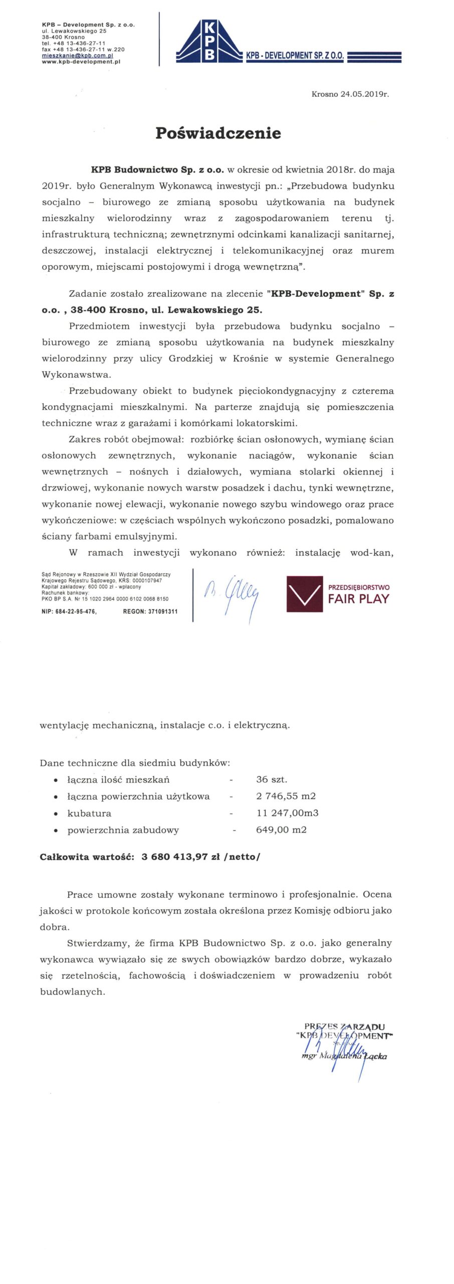Krosno - Budynek mieszkalny ul. Grodzka-pionowe