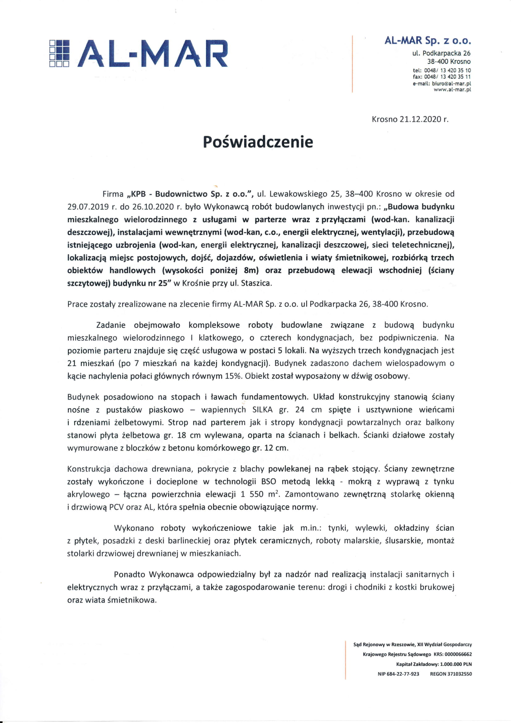 Krosno - Budynek mieszkalny ul. Staszica AL-MAR-1