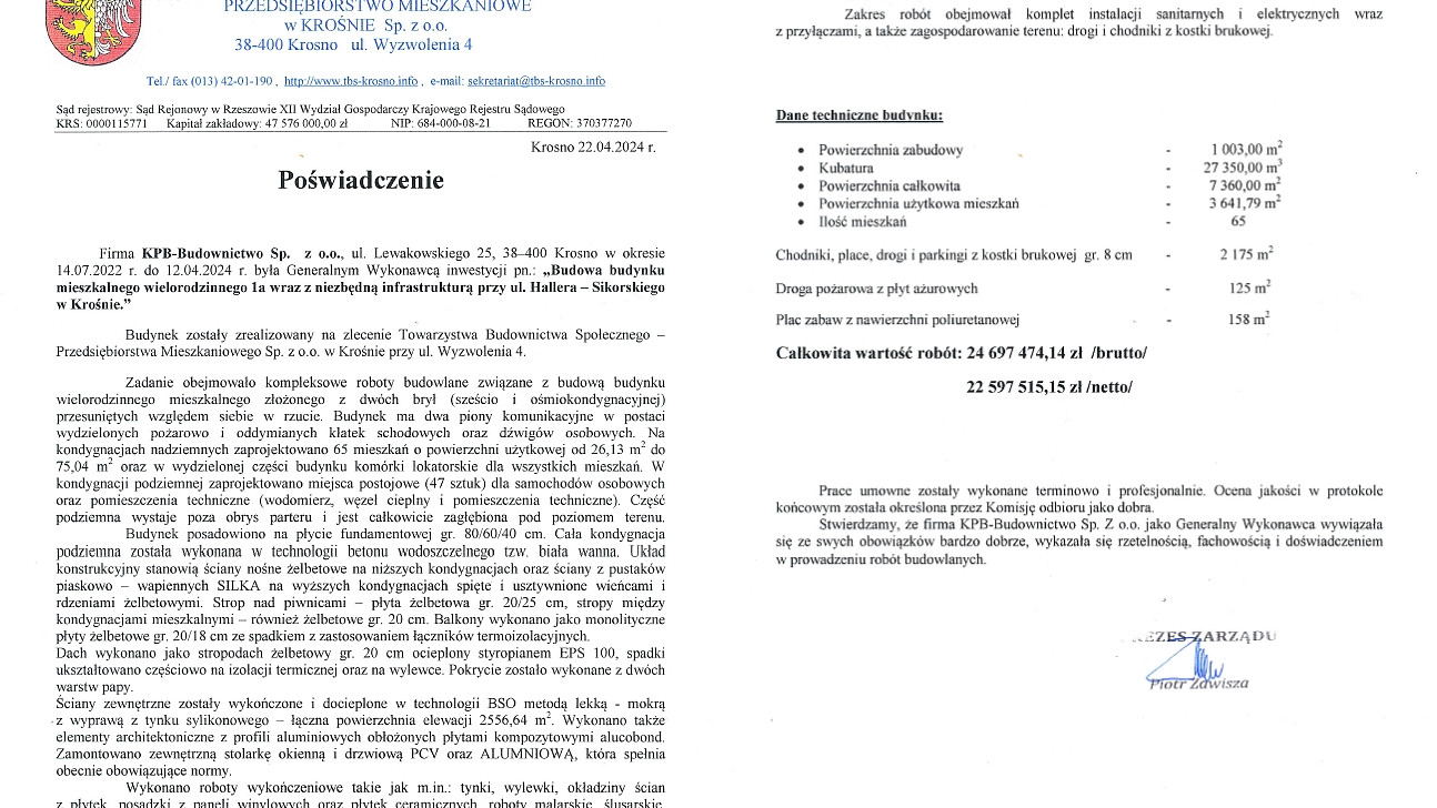 POŚWIADCZENIE - Hallera 1a
